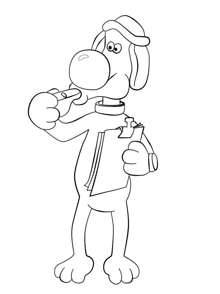 Coloring Smashing the coach. Category cartoons. Tags:  Shaun the sheep, Gromit.