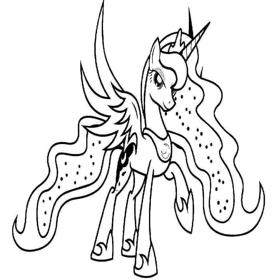 Coloring Princess Luna pony. Category cartoons. Tags:  pony, unicorn.
