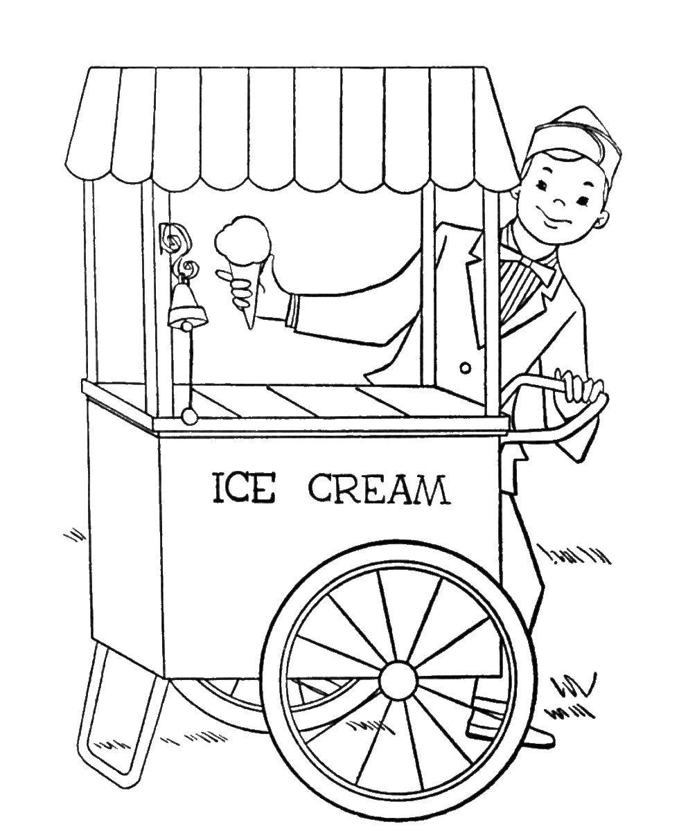 Название: Раскраска Фургончик с мороженным. Категория: мороженое. Теги: фургон, мороженое, телега.