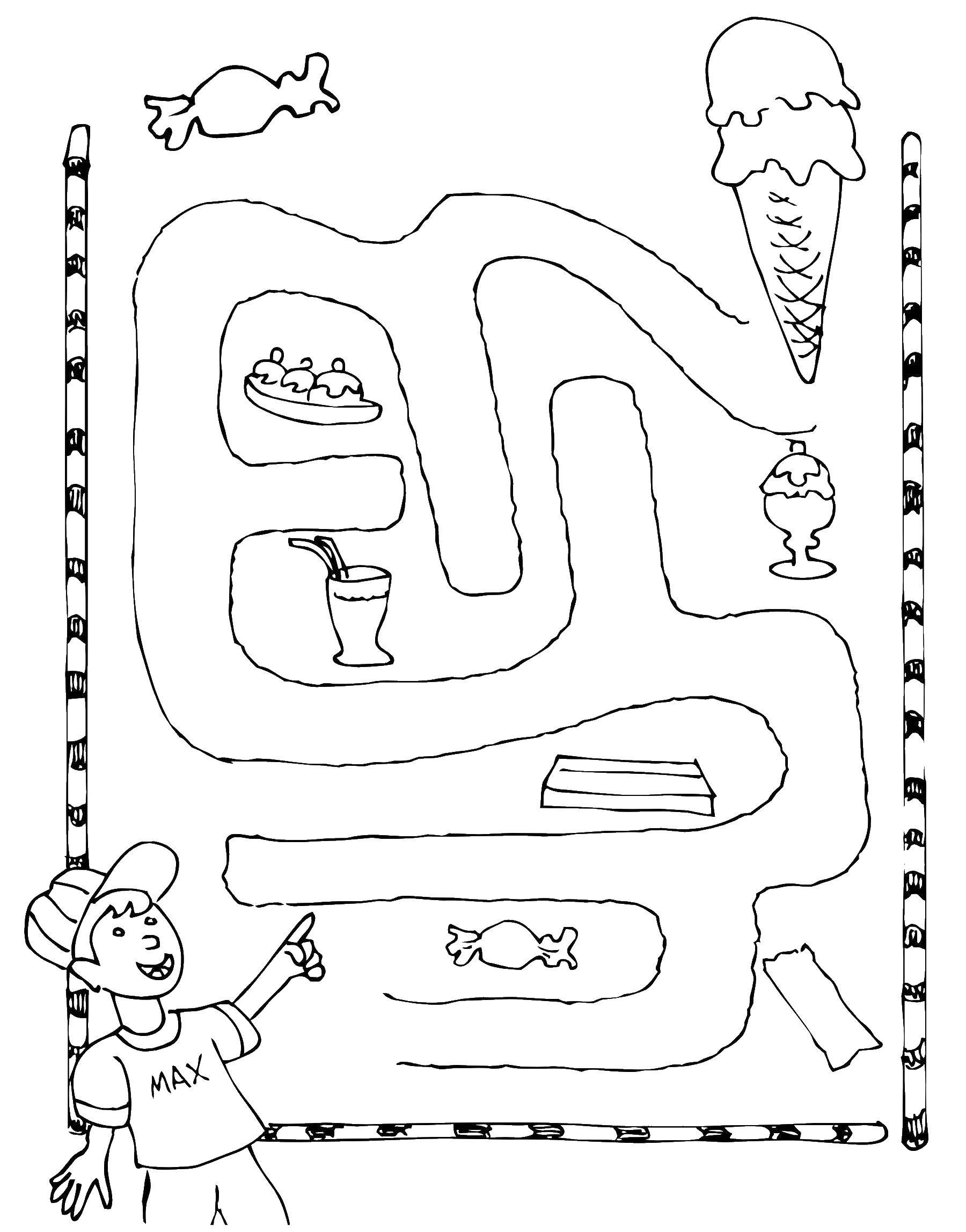 Coloring Maze of ice cream. Category ice cream. Tags:  ice cream maze.