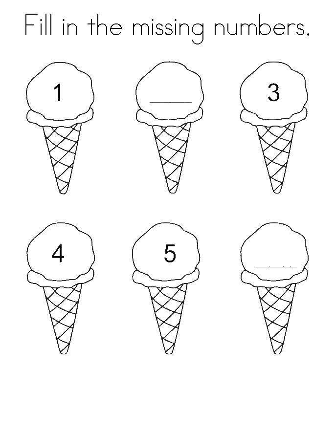 Название: Раскраска Мороженое с цифрами. Категория: мороженое. Теги: мороженое.