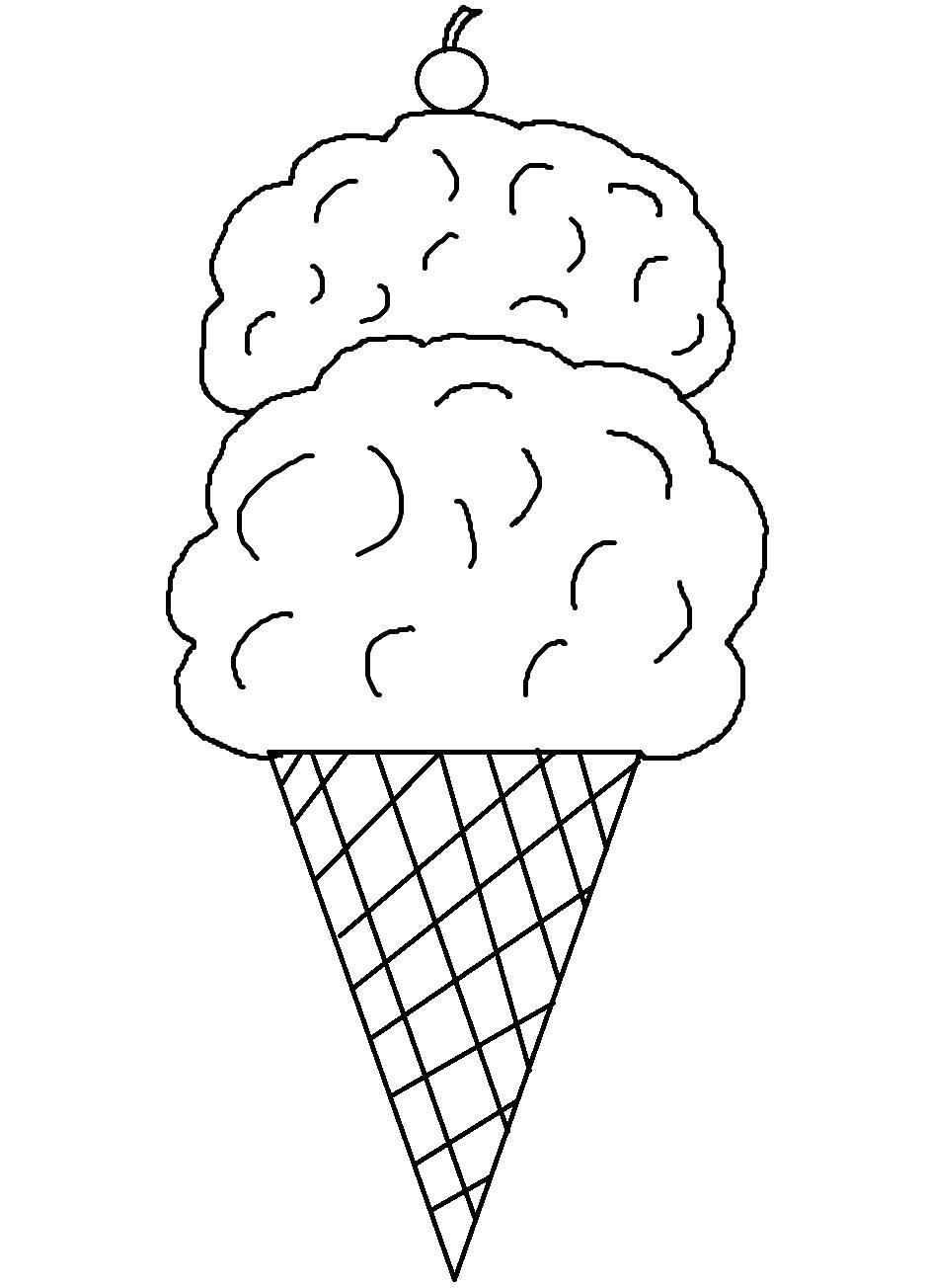 Название: Раскраска Мороженое с вишенкой. Категория: мороженое. Теги: мороженое, .