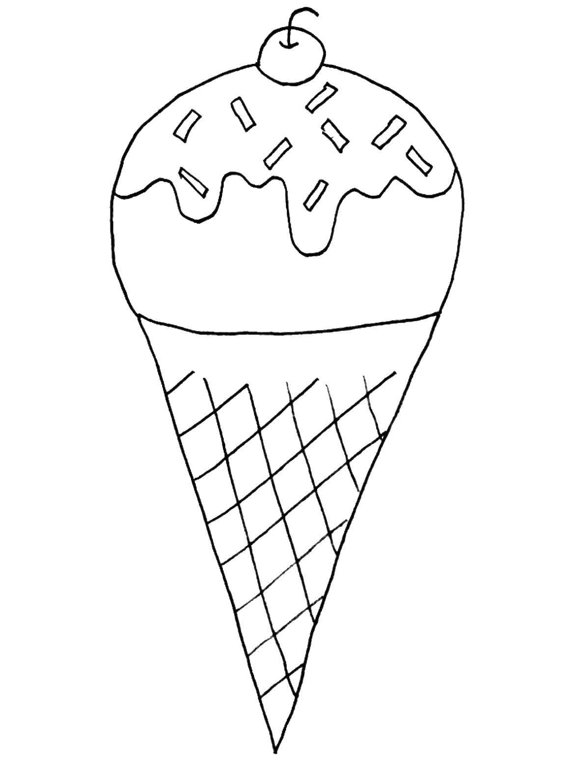 Название: Раскраска Мороженое с вишенкой. Категория: мороженое. Теги: мороженое, шариковое мороженое.