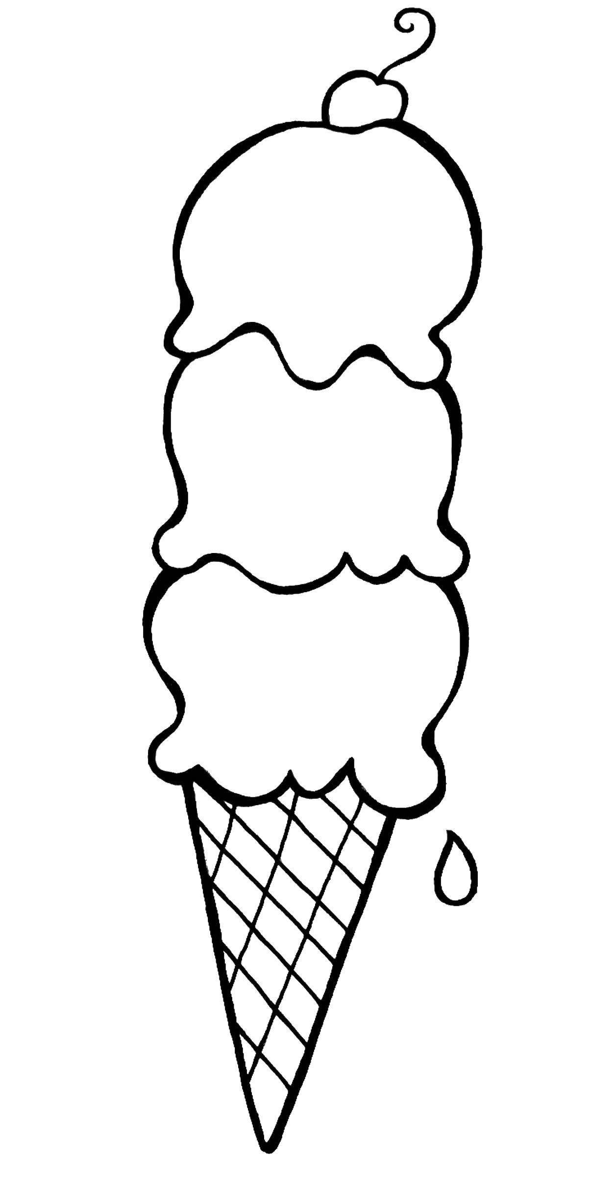 Название: Раскраска Вафельное мороженое. Категория: мороженое. Теги: мороженое, вафли.
