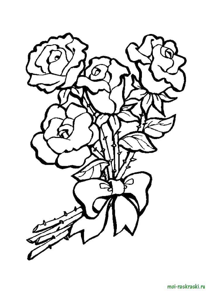 Название: Раскраска Букет роз. Категория: цветы. Теги: Роза.