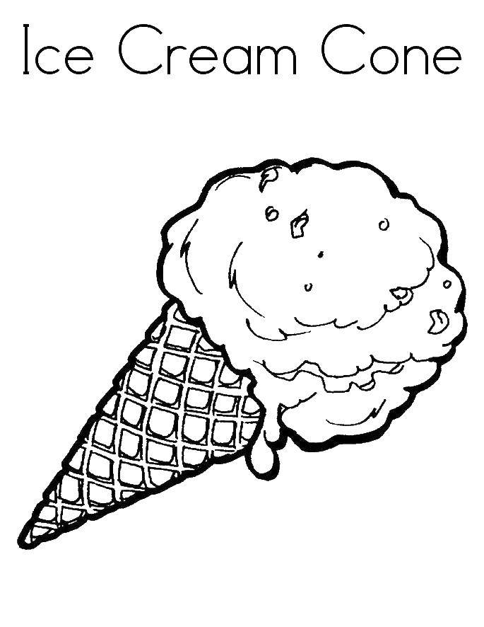 Название: Раскраска Вафельное мороженое. Категория: мороженое. Теги: вафельное мороженое.