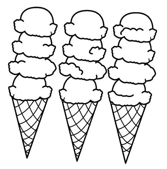 Название: Раскраска Вафельное мороженое. Категория: мороженое. Теги: вафельное мороженое.