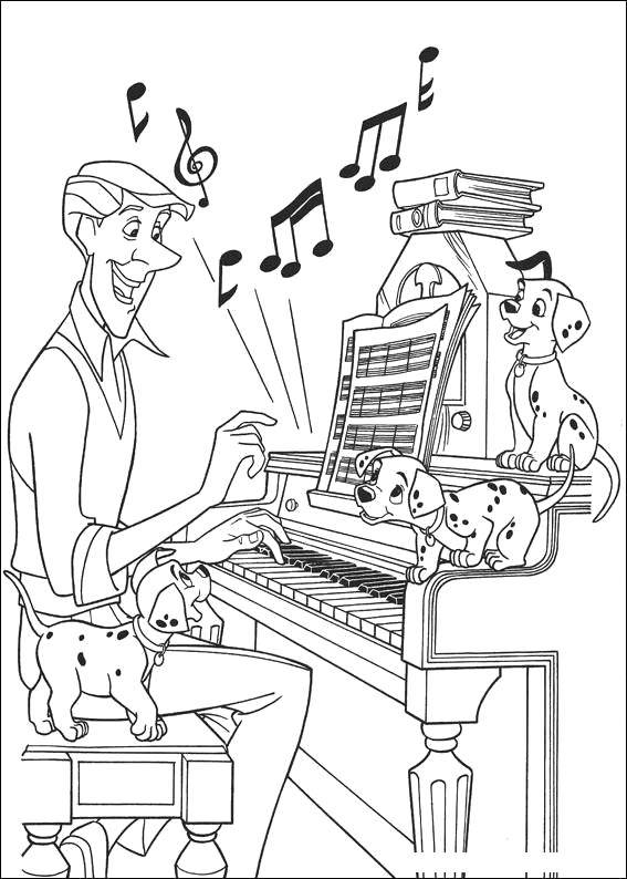 Название: Раскраска 101 далматинец. Категория: Музыка. Теги: Музыка, инструмент, музыкант.