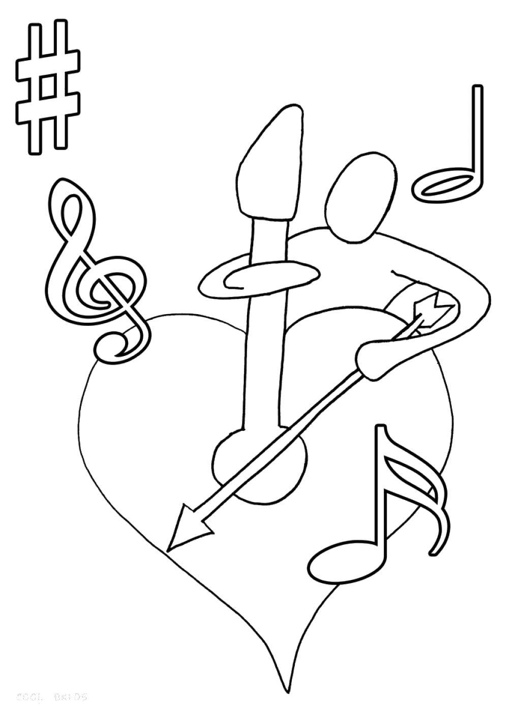 Coloring Game heart. Category Music. Tags:  Music, instrument, musician.