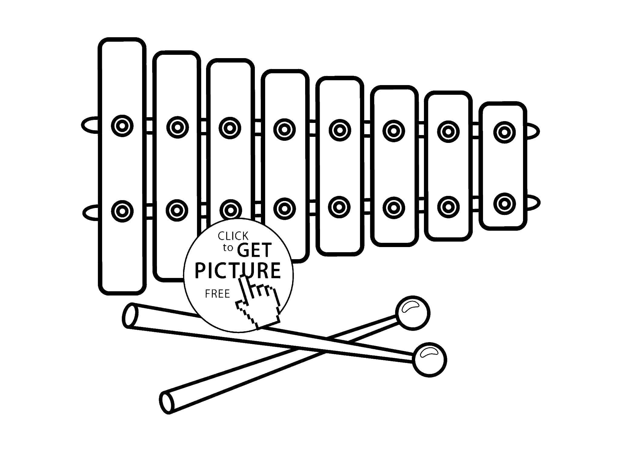 Coloring Xylophone. Category musical instruments . Tags:  xylophone.