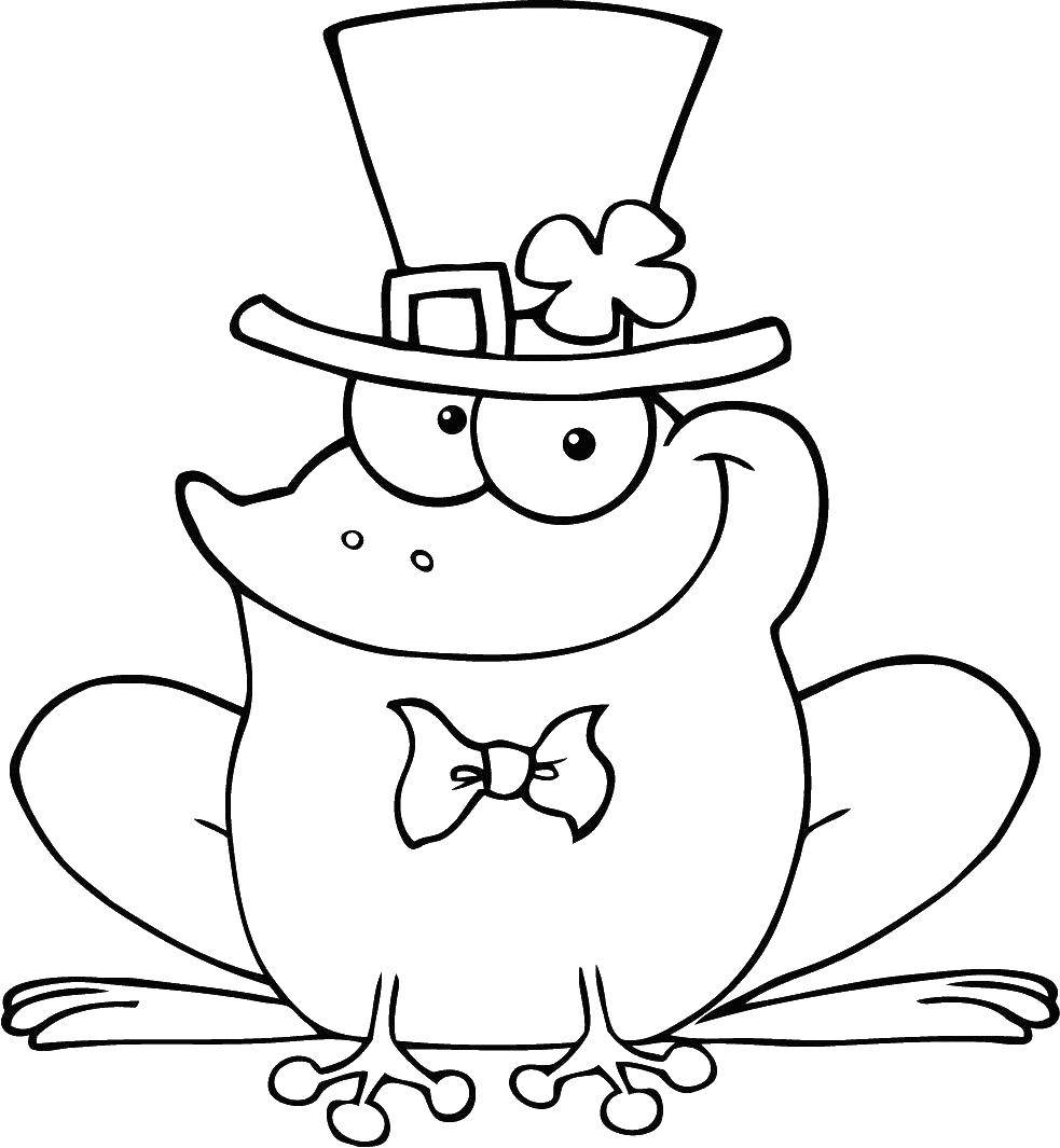 Coloring The frog in the hat. Category Animals. Tags:  the frog.