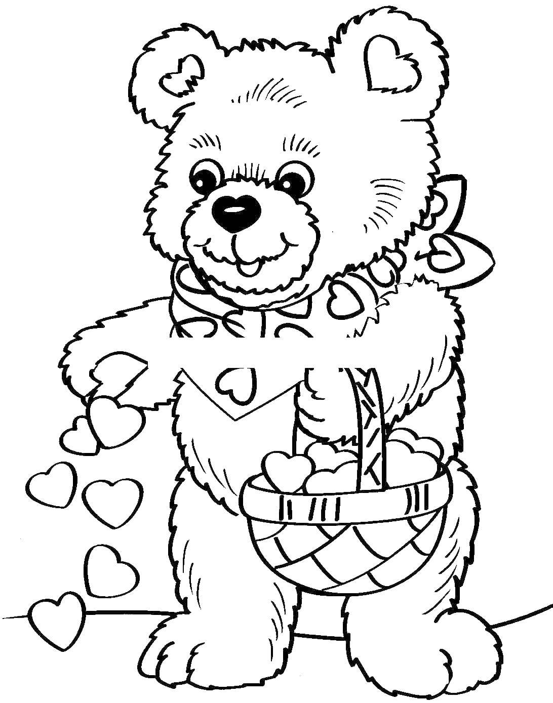Coloring Bear collects hearts. Category Animals. Tags:  bear, heart.