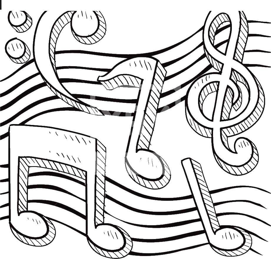 Название: Раскраска Ноты. Категория: Музыка. Теги: Музыка, инструмент, музыкант, ноты.