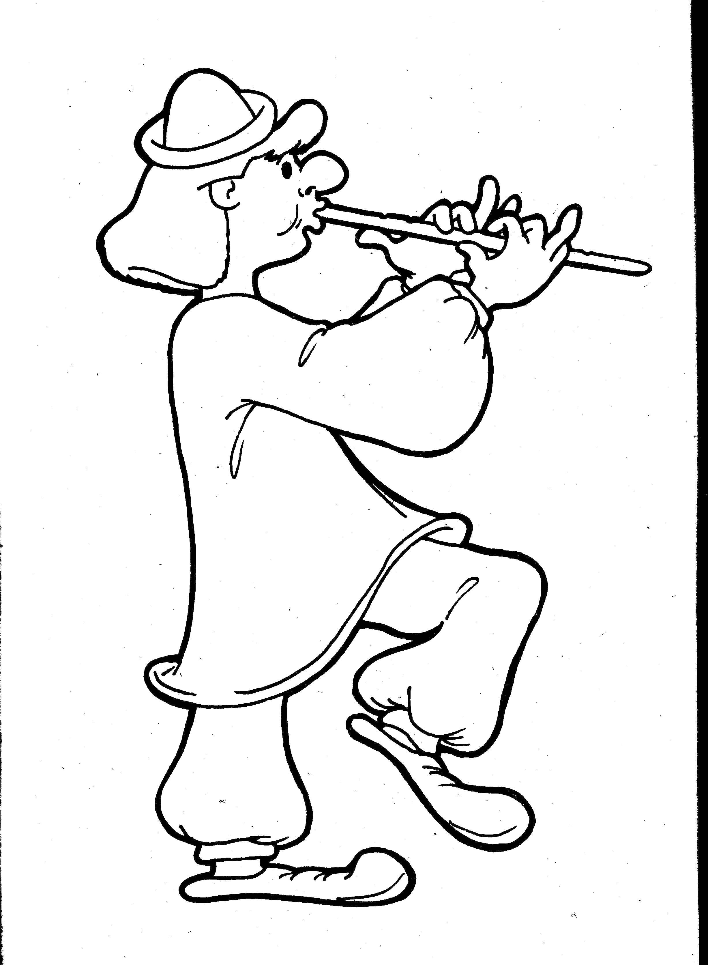 Название: Раскраска Парень играет на флейте. Категория: Музыка. Теги: флейта, музыка.