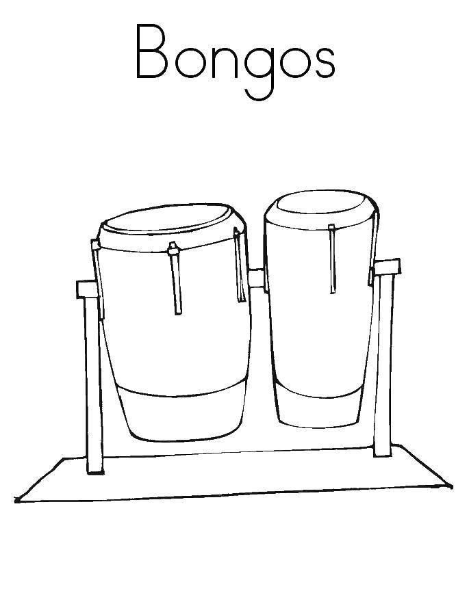 Название: Раскраска Бонго. Категория: Музыкальный инструмент. Теги: Инструмент, бонго.