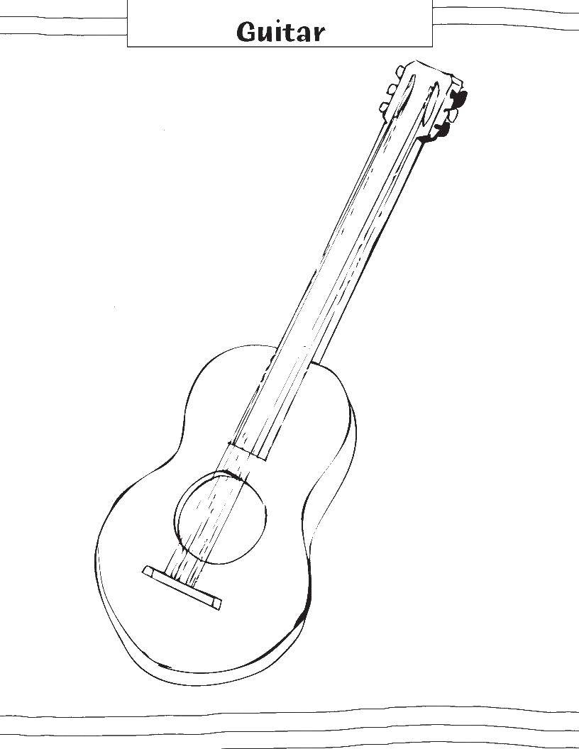 Coloring Guitar. Category musical instruments . Tags:  guitar, music.