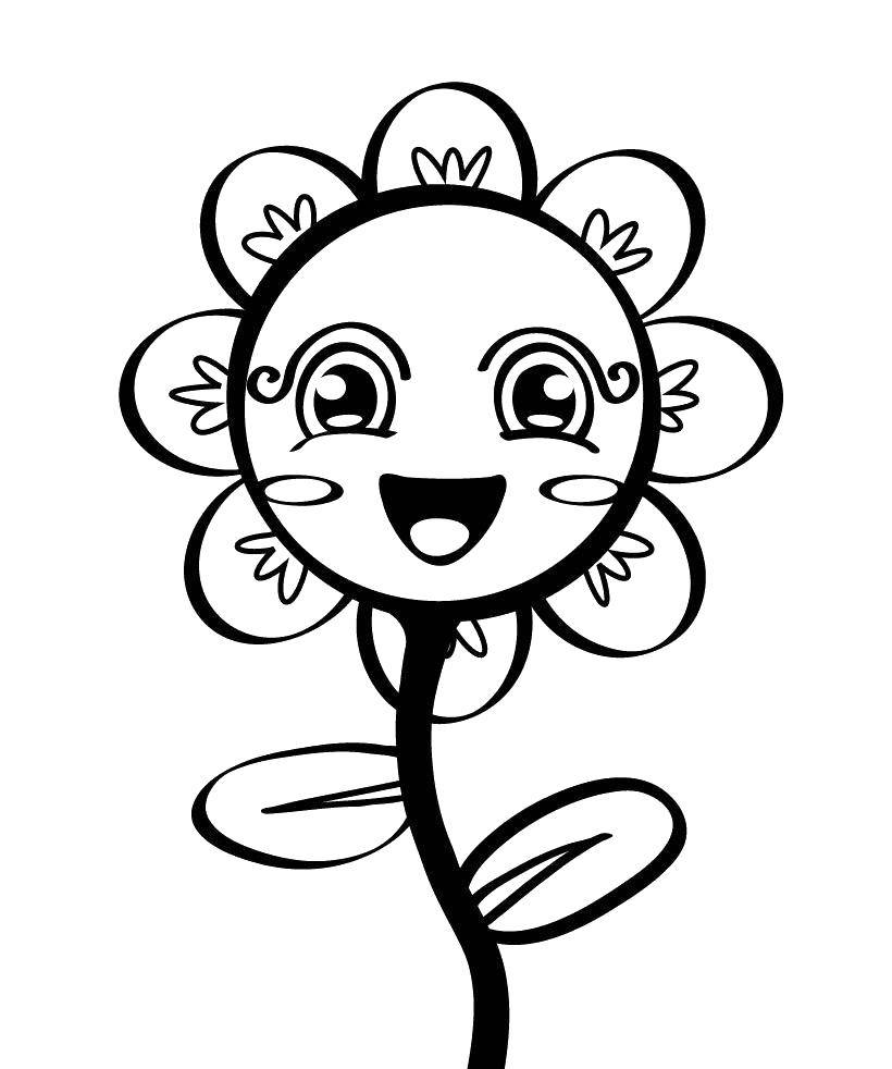 Coloring Cute flower. Category Coloring pages for kids. Tags:  Flowers.