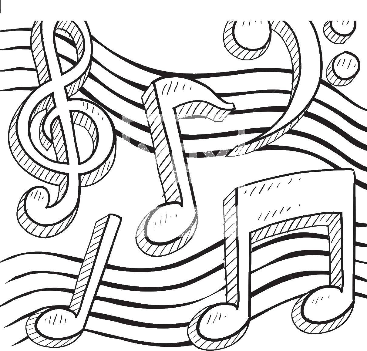 Название: Раскраска Нотные строки. Категория: Музыка. Теги: Музыка, инструмент, музыкант, ноты.
