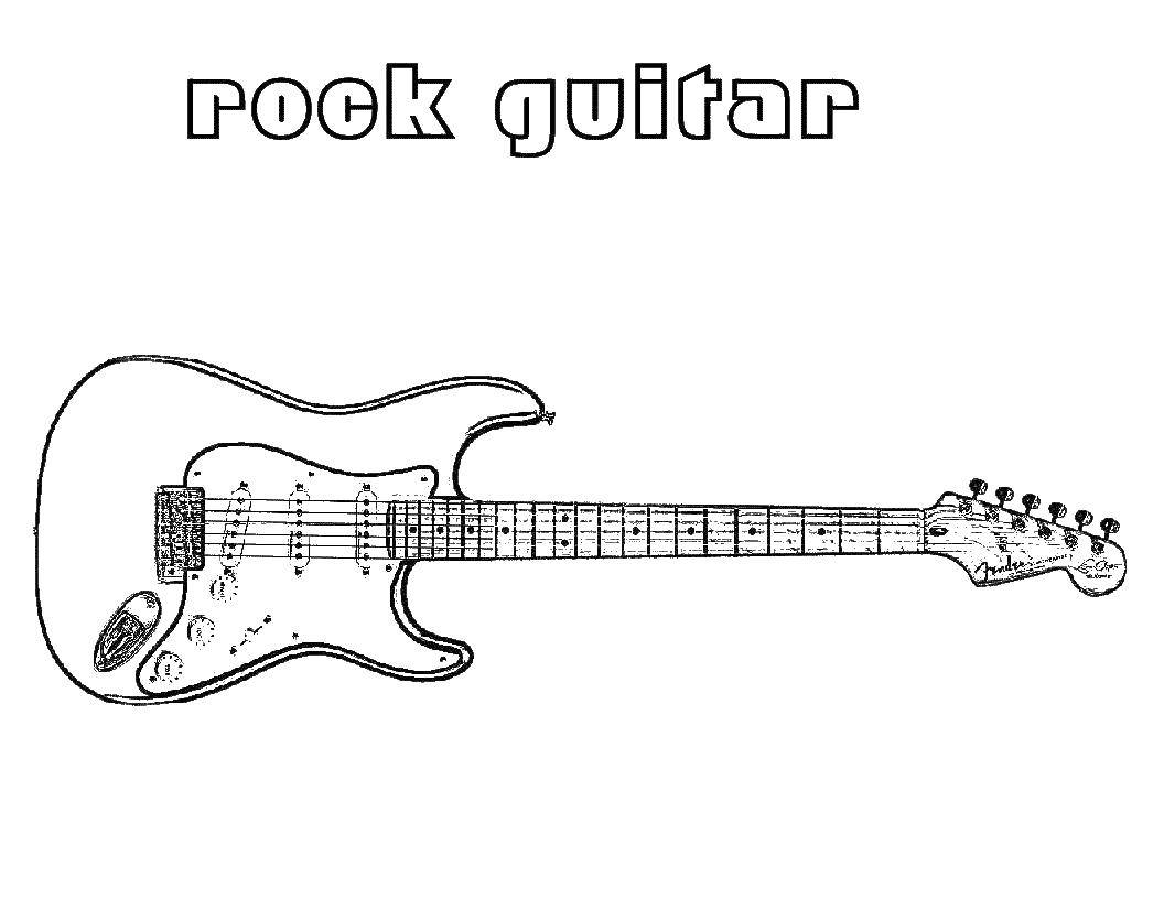 Coloring Rock guitar. Category Music. Tags:  Music, instrument, musician, note.