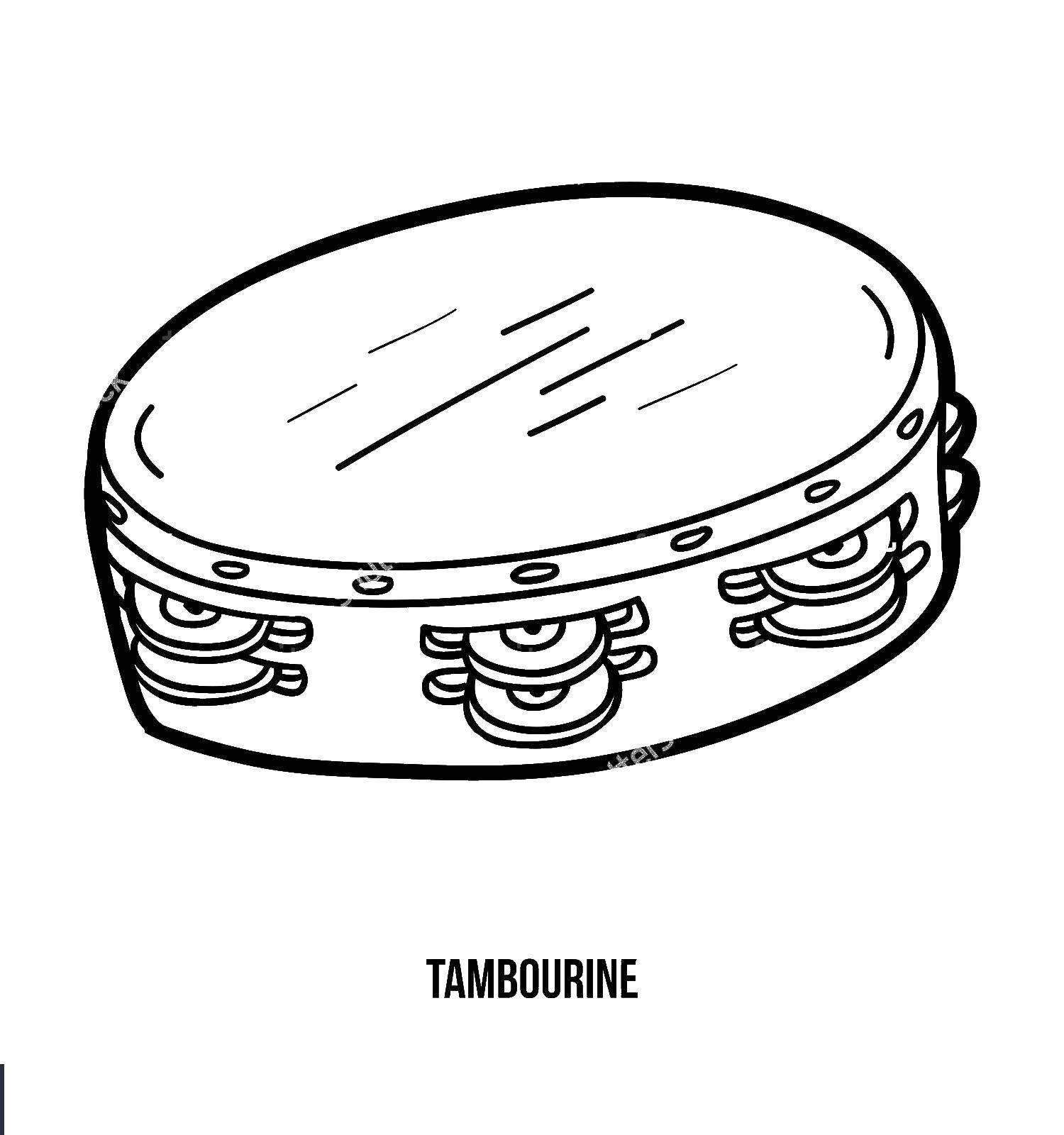 Coloring Tambourine. Category Music. Tags:  Music, instrument, musician, note.