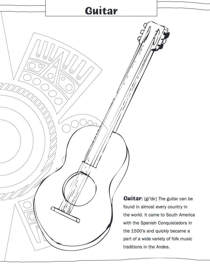 Coloring Guitar. Category Music. Tags:  Music, instrument, musician.