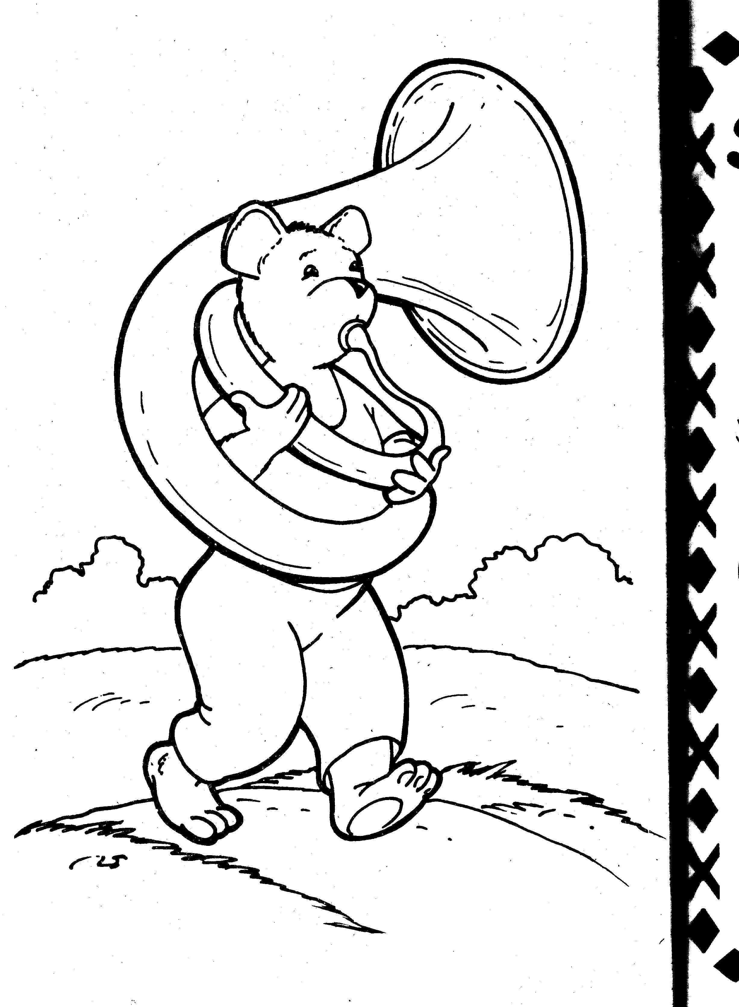 Название: Раскраска Мышка играет на трубе. Категория: Музыка. Теги: Музыка, инструмент, музыкант, ноты.