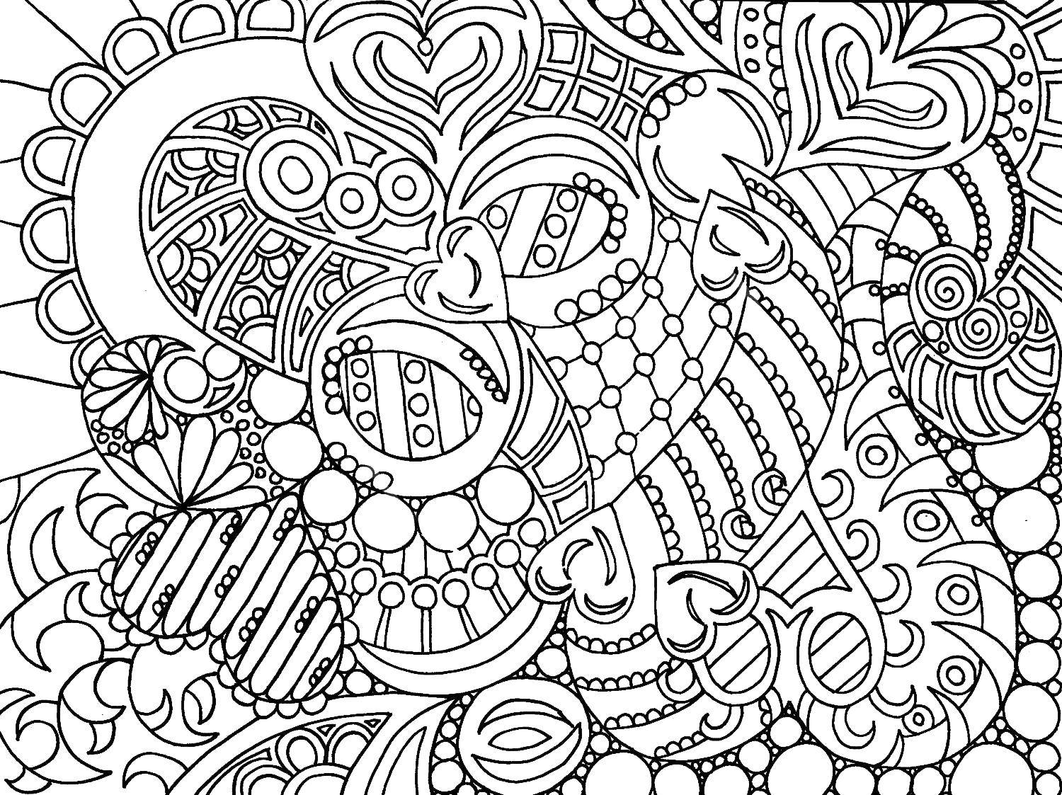 Coloring Abstract pattern. Category patterns. Tags:  Patterns, hearts.