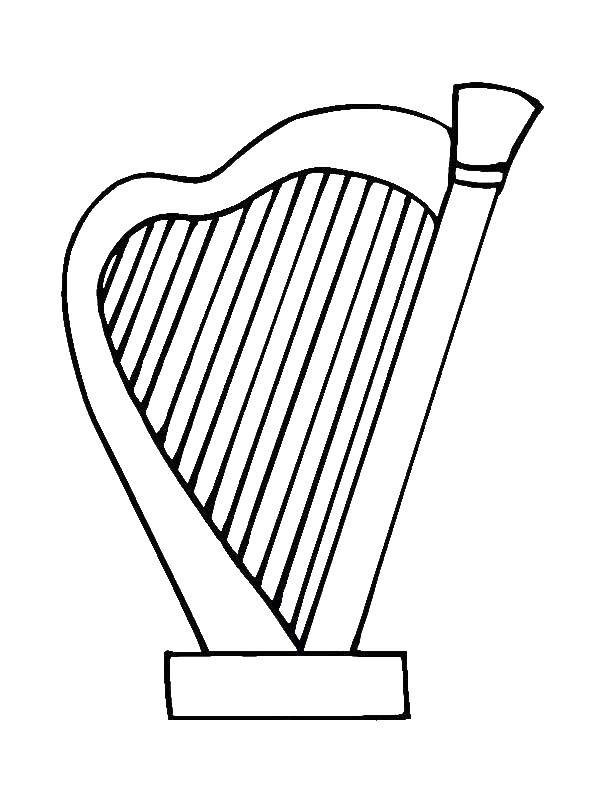 Coloring Harp. Category Music. Tags:  Music, instrument, musician, note.