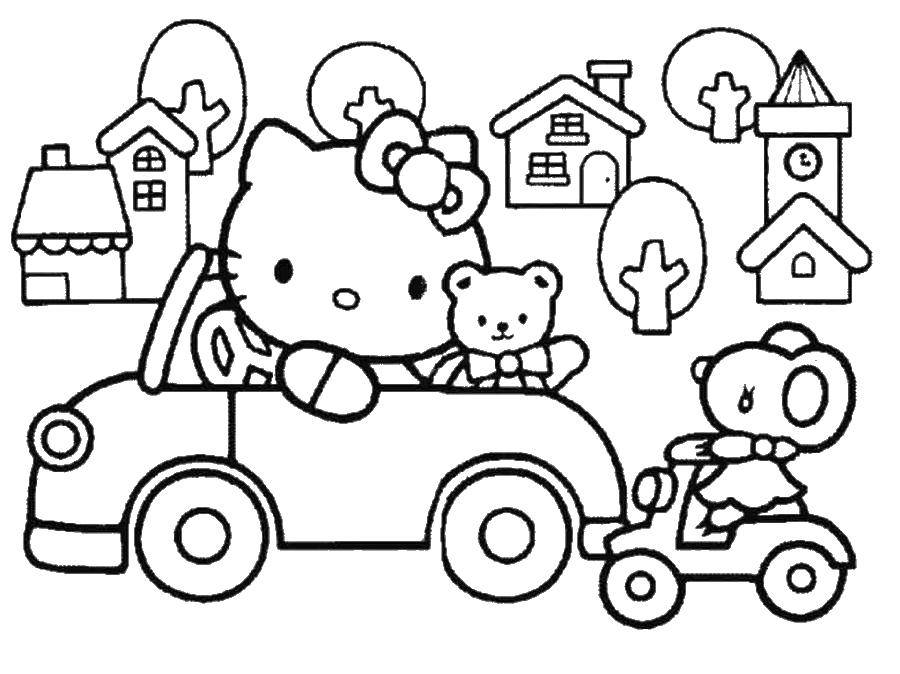 Coloring Kitty by car with friends. Category kitty . Tags:  Kitty .