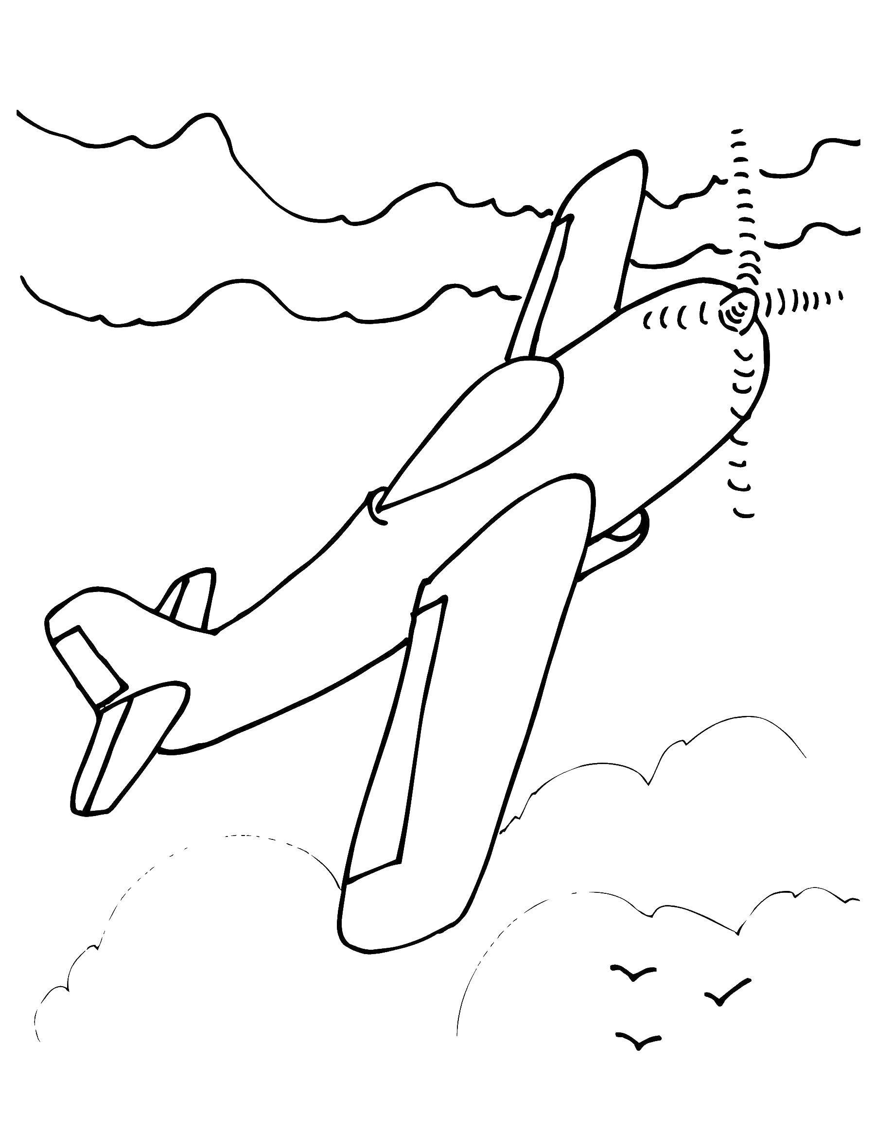 Название: Раскраска Самолёт летит в небе. Категория: Самолеты. Теги: Самолёт.