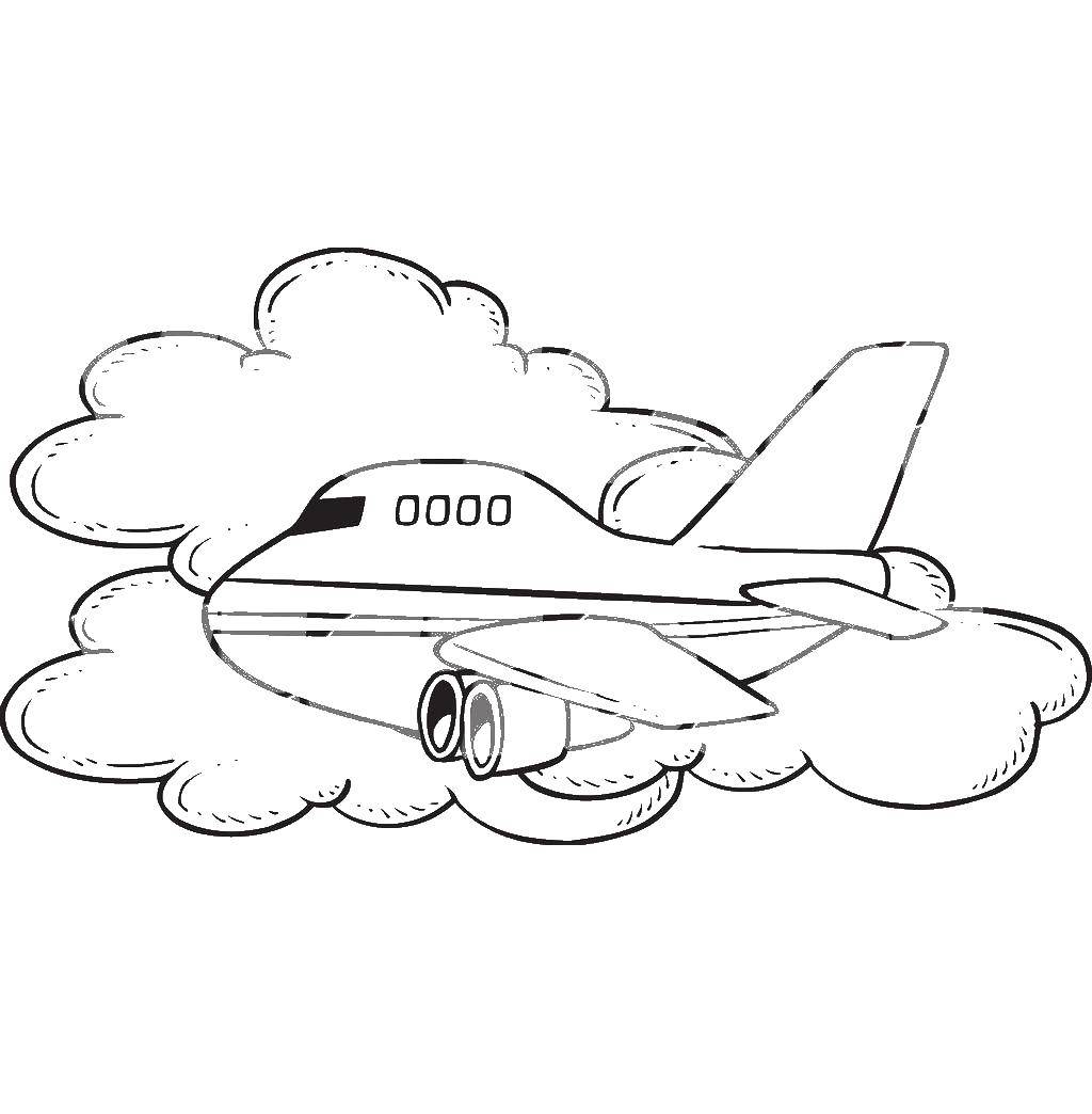 Название: Раскраска Самолёт в облаках. Категория: Самолеты. Теги: Самолёт.