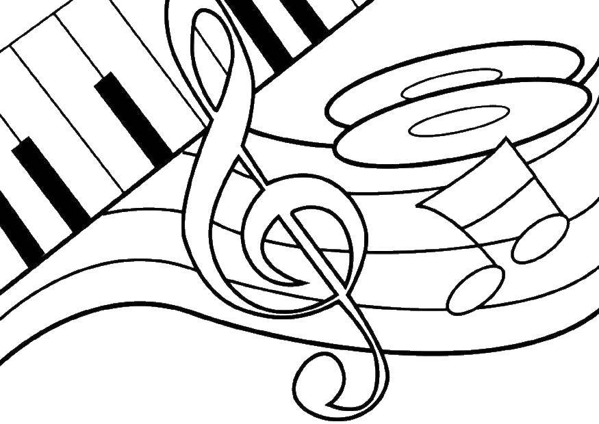 Название: Раскраска Скрипичный ключ и другие ноты. Категория: Музыка. Теги: Музыка, инструмент, музыкант, ноты.
