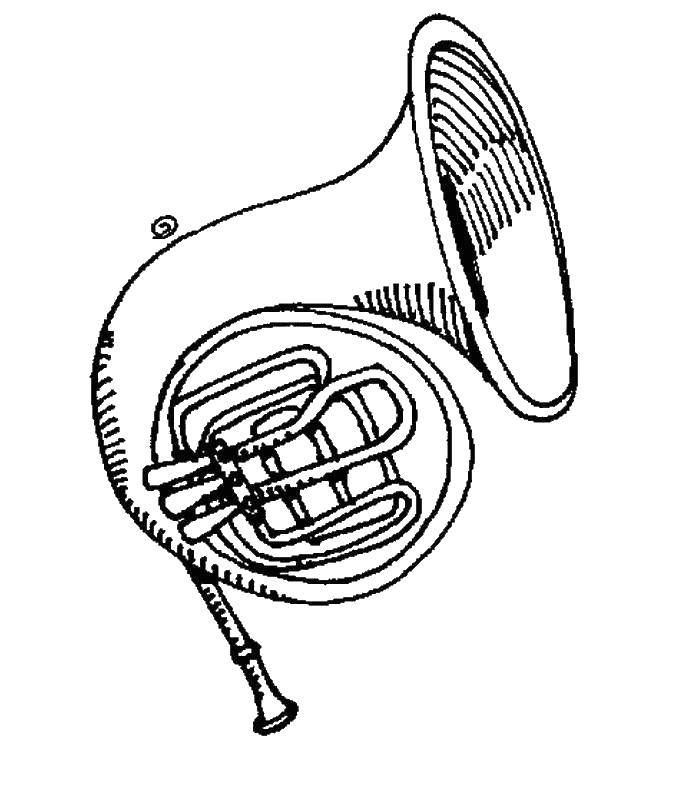 Coloring The French horn. Category Music. Tags:  Music, instrument, musician, note.