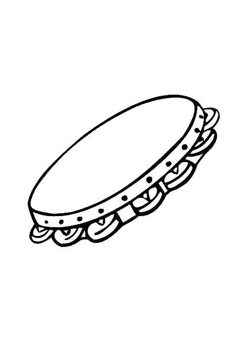 Coloring Tambourine. Category Musical instrument. Tags:  Music, instrument, musician, note.