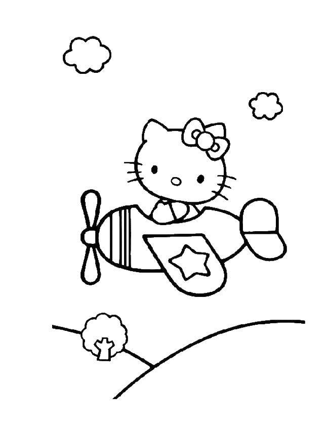 Coloring Kitty on the helicopter. Category The planes. Tags:  Plane.
