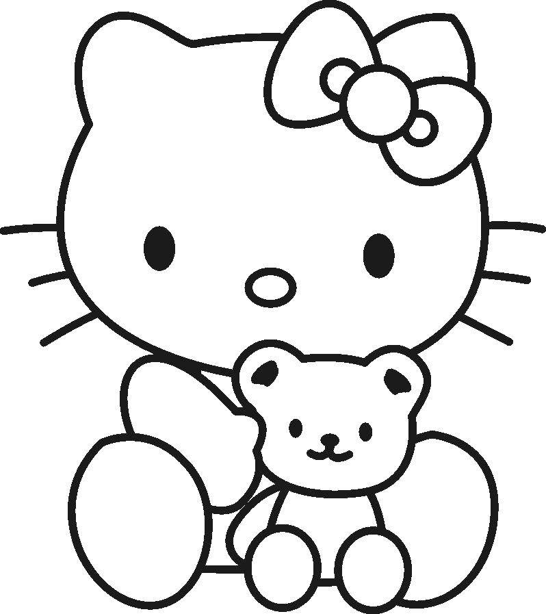 Coloring Kitty with Teddy bear. Category kitty . Tags:  Kitty .