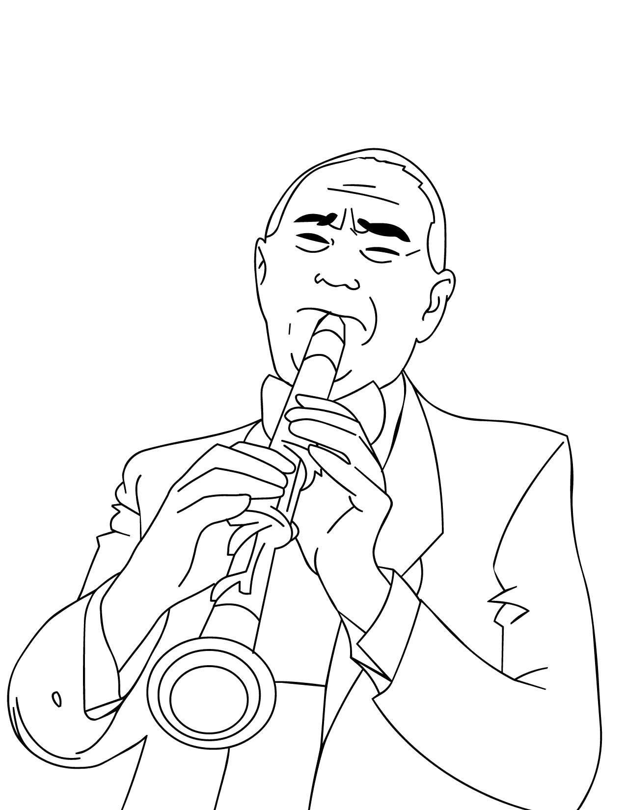 Coloring Clarinetist. Category Music. Tags:  Music, instrument, musician, note.