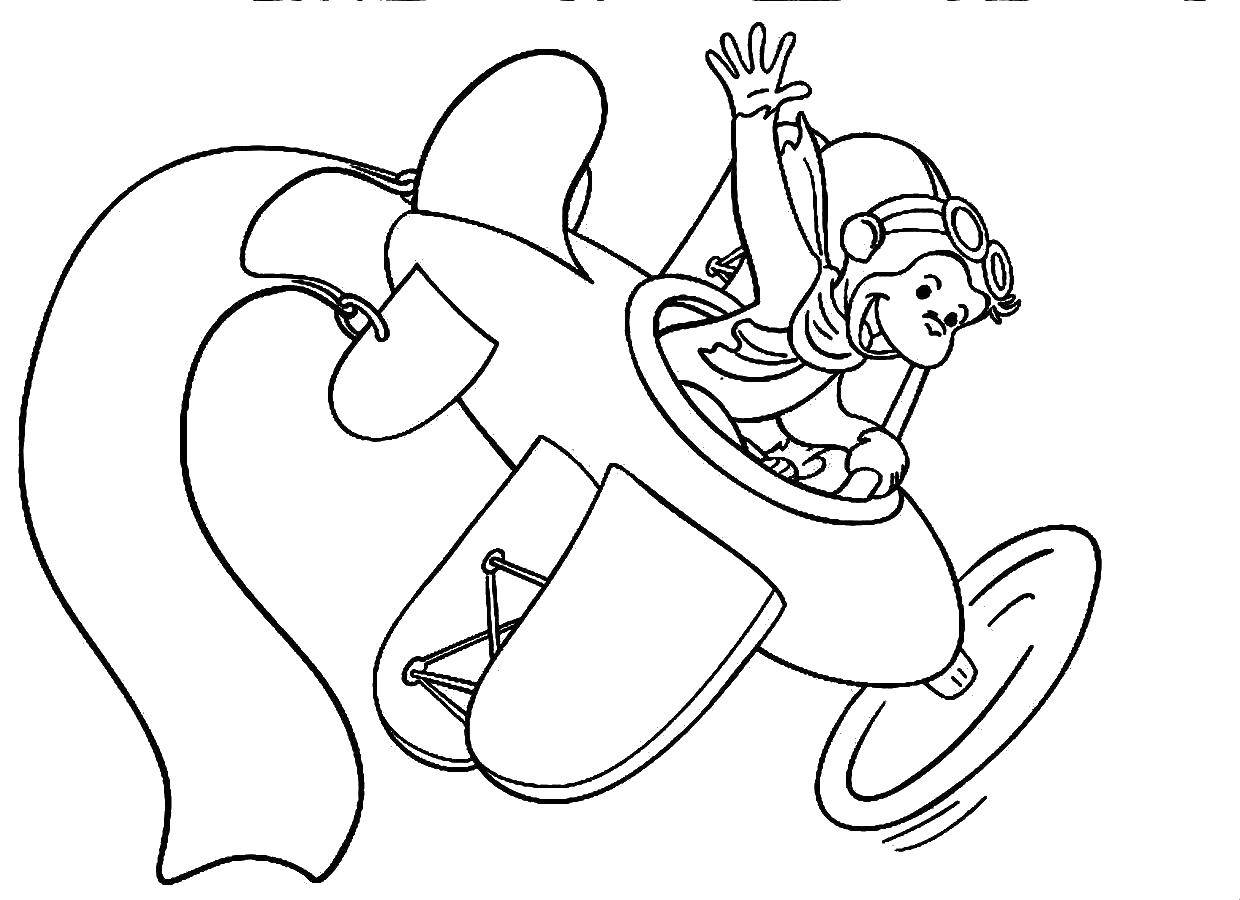 Coloring Monkey pilot. Category The planes. Tags:  Plane.