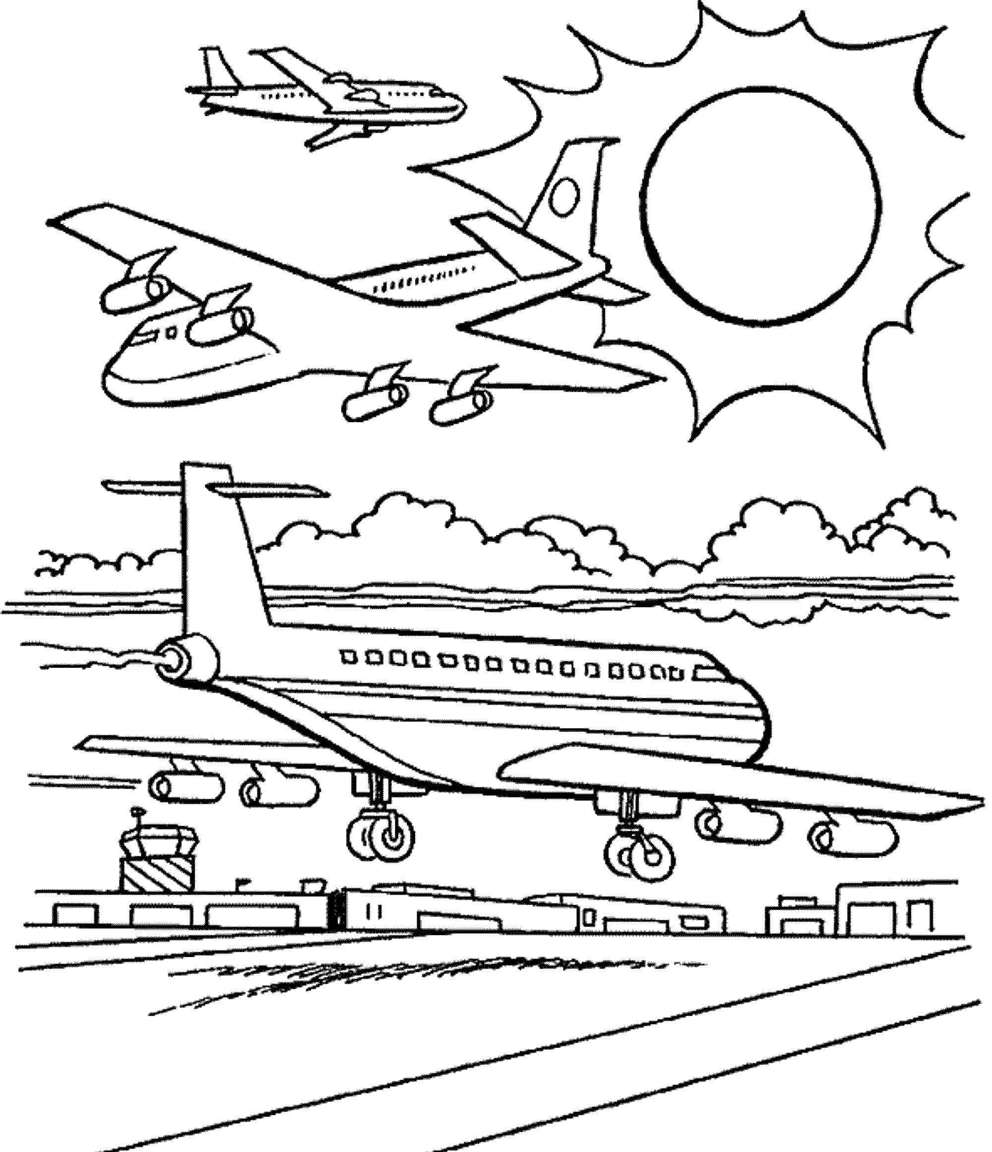 Название: Раскраска Посадка самолёта. Категория: Самолеты. Теги: Самолёт.