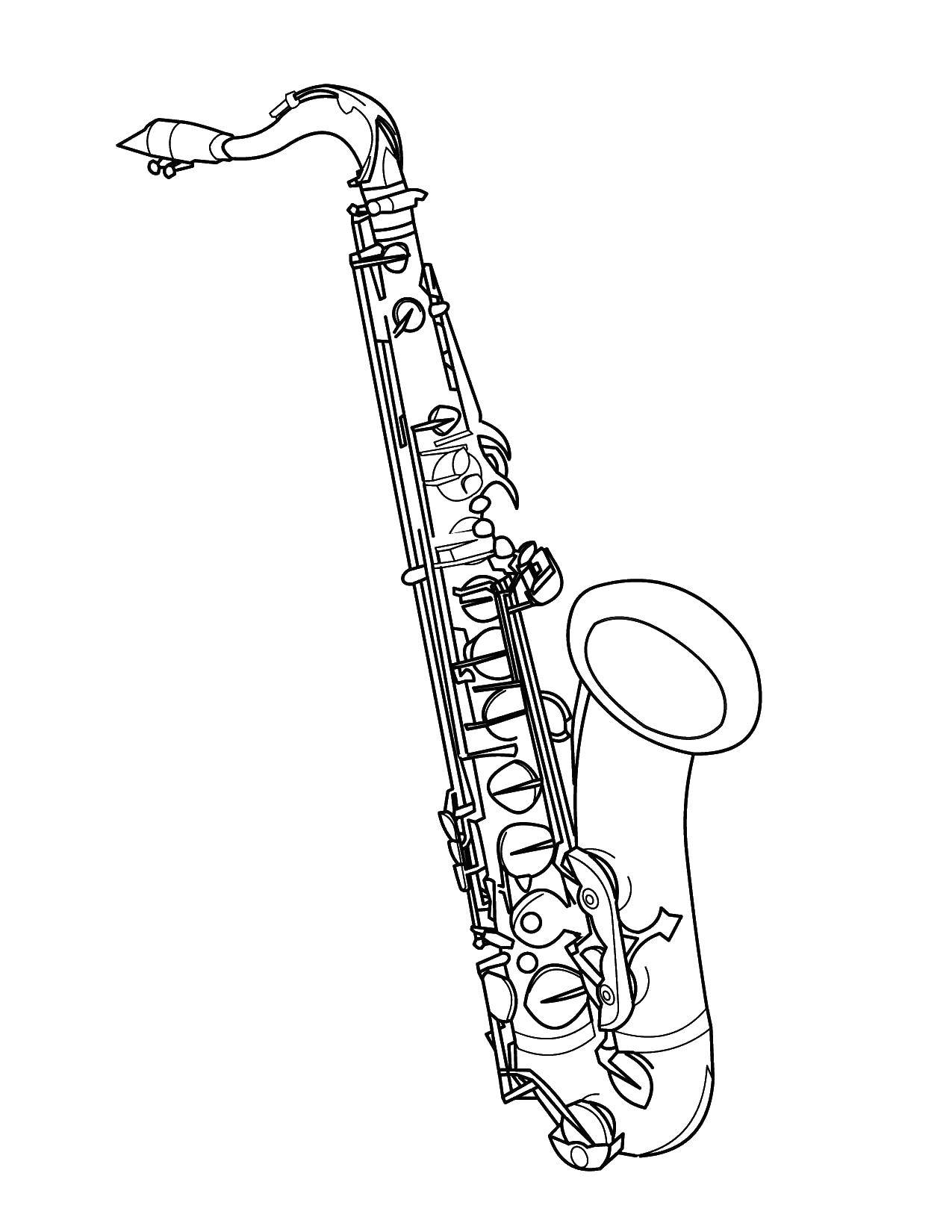 Coloring Saxophone. Category Music. Tags:  Music, instrument, musician, note.