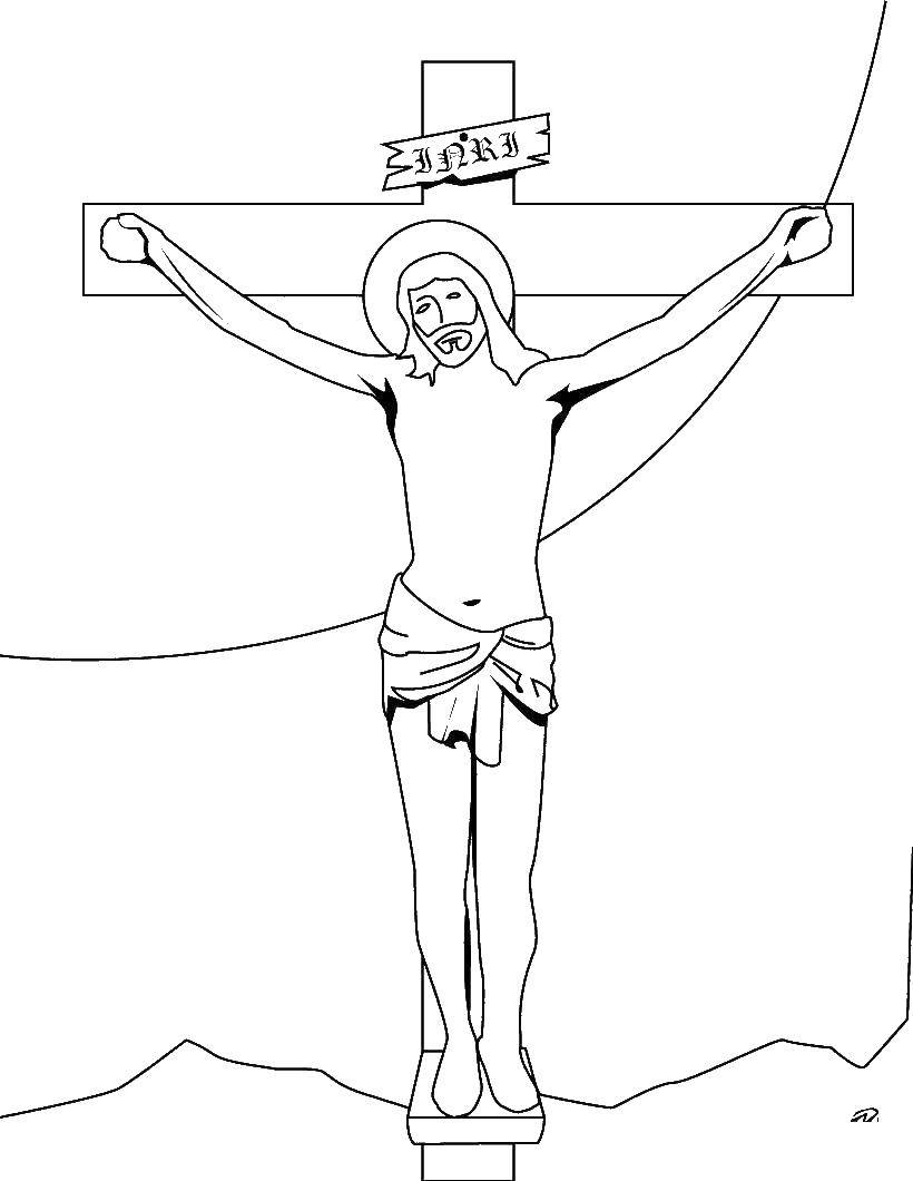 Название: Раскраска Иисус на кресте. Категория: раскраски крест. Теги: иисус, кресте.