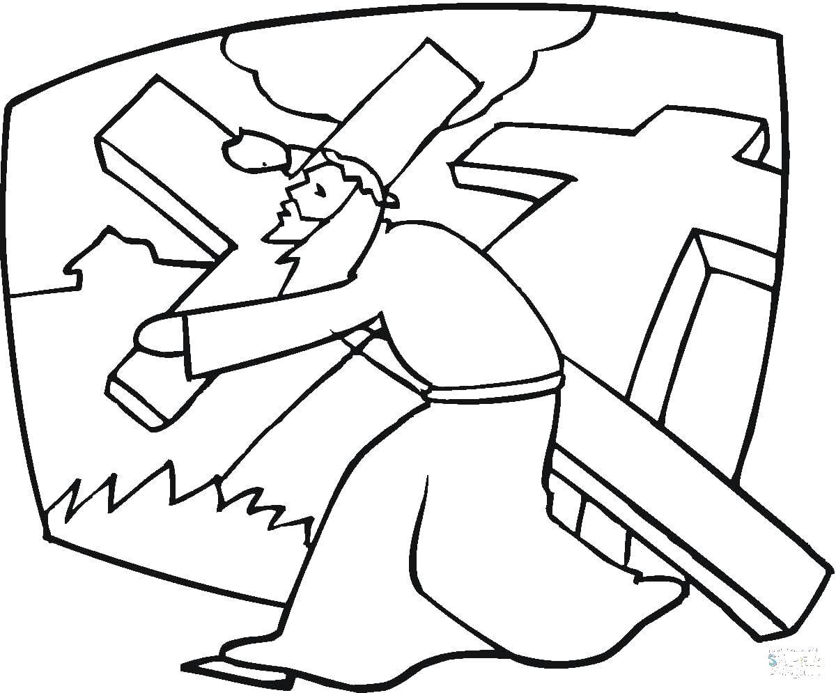 Coloring Jesus on the cross. Category coloring pages cross. Tags:  Jesus , the cross.
