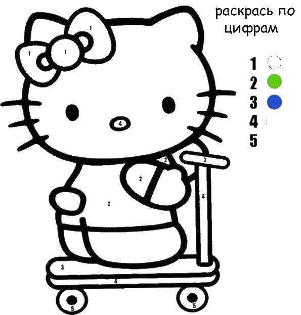 Coloring Kitty on the scooter. Category kitty . Tags:  Kitty .