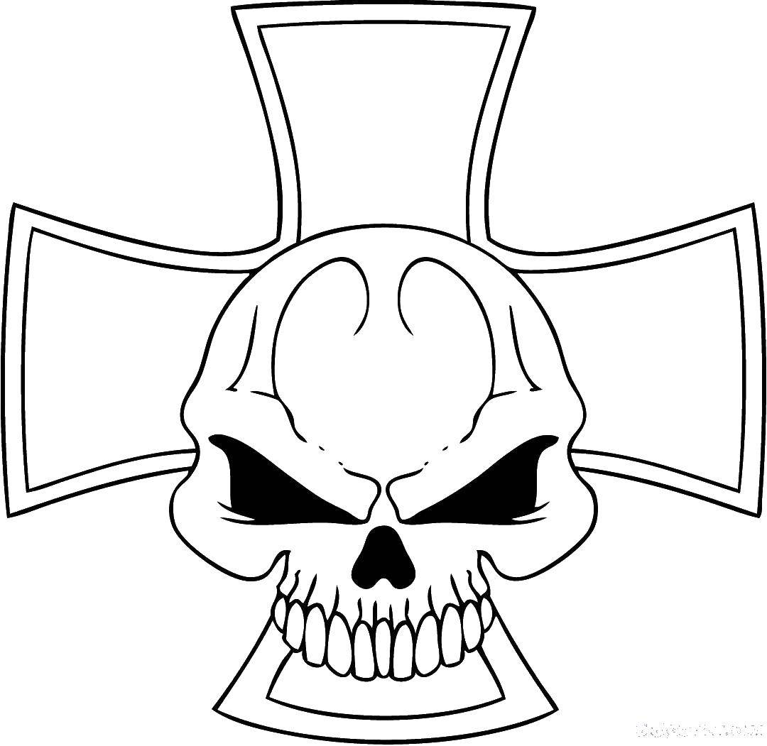 Coloring Cross and skull. Category coloring pages cross. Tags:  cross, skull.