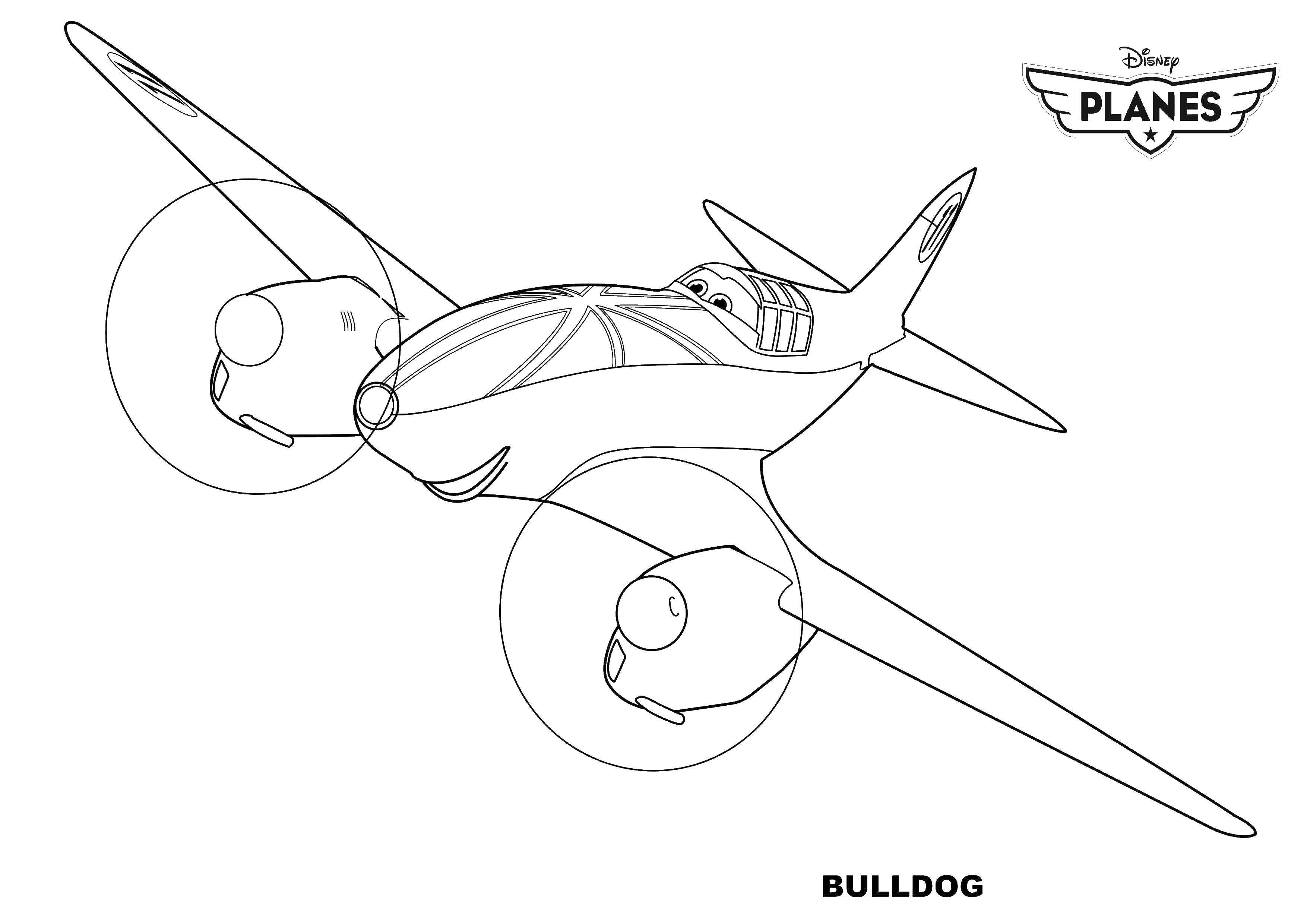 Название: Раскраска Самолет бульдог. Категория: Диснеевские мультфильмы. Теги: Самолет, мультик.