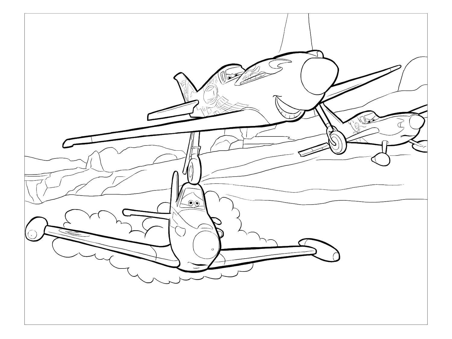 Название: Раскраска Самолеты. Категория: Диснеевские мультфильмы. Теги: Самолет, мультик.