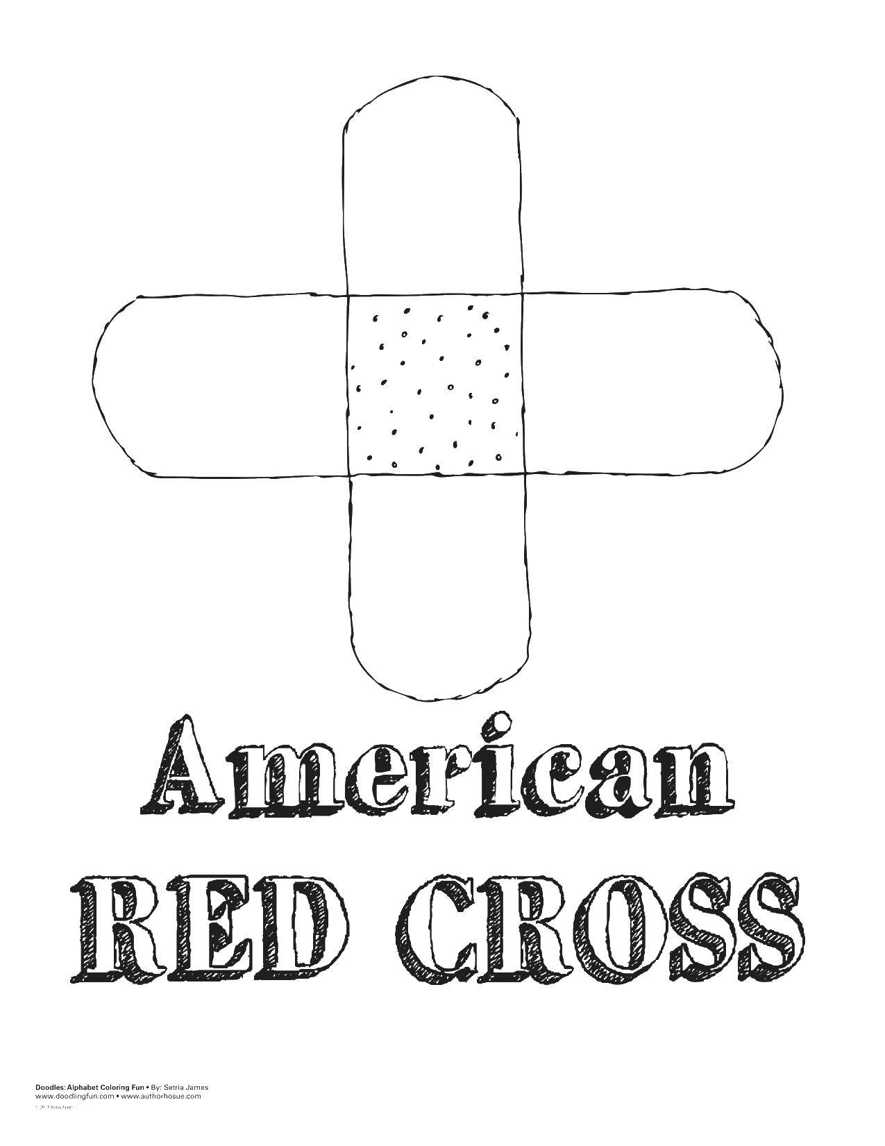 Название: Раскраска Американский красный крест. Категория: раскраски крест. Теги: америка, красный крест.