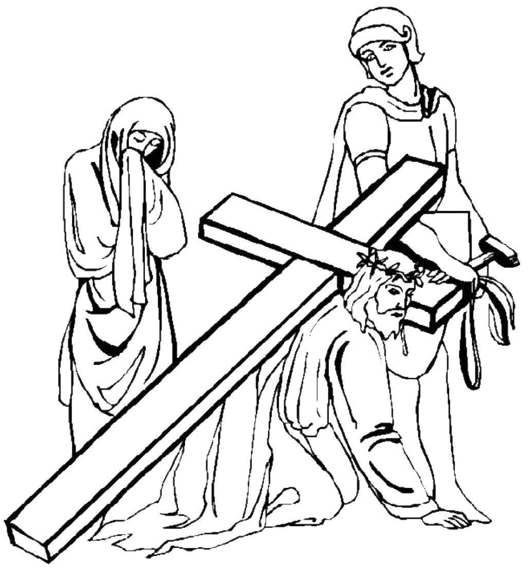 Название: Раскраска Иисус на кресте. Категория: раскраски крест. Теги: иисус, крест.