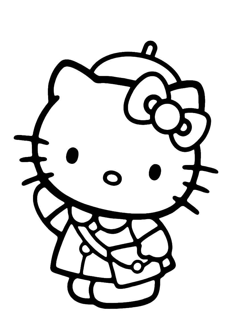 Coloring Kitty with bag. Category kitty . Tags:  kitty .