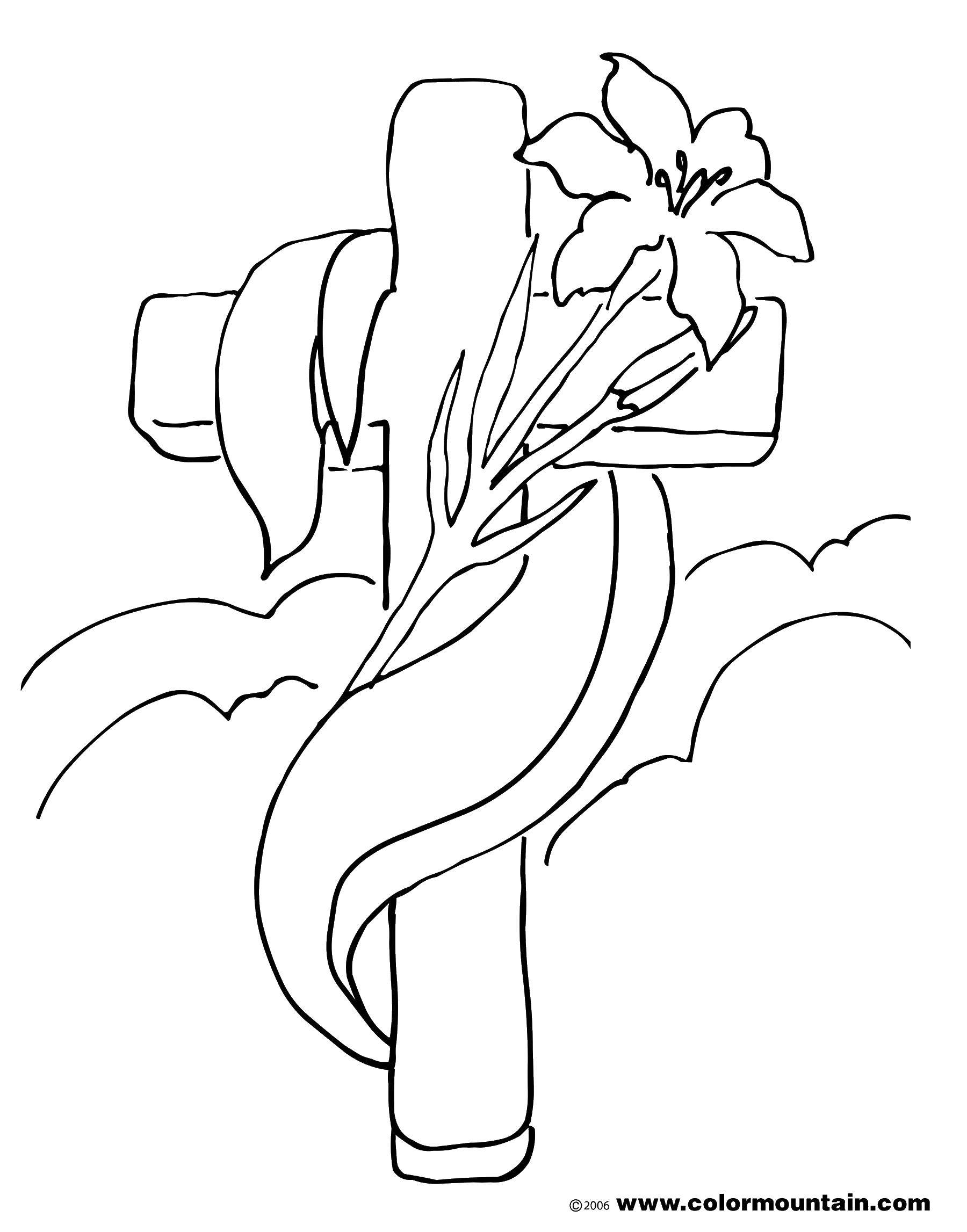 Coloring Cross and Lily. Category coloring pages cross. Tags:  cross, Lily.